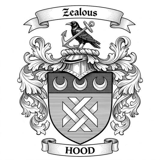 The Hood Family Coat of Arms digital download: Includes Color PNG, B&W PNG, and SVG vector files