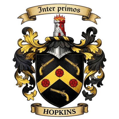 The Hopkins Family Coat of Arms digital download: Includes Color PNG, B&W PNG, and SVG vector files