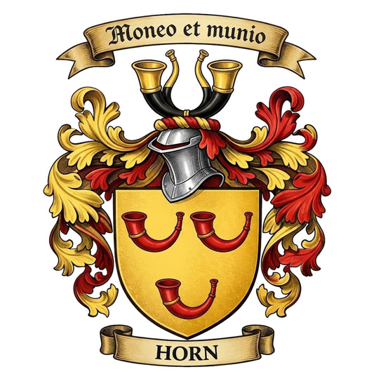The Horn Family Coat of Arms digital download: Includes Color PNG, B&W PNG, and SVG vector files