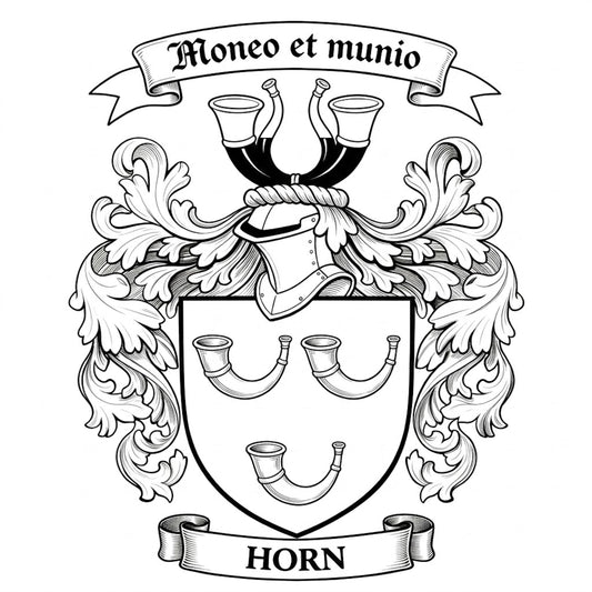 The Horn Family Coat of Arms digital download: Includes Color PNG, B&W PNG, and SVG vector files