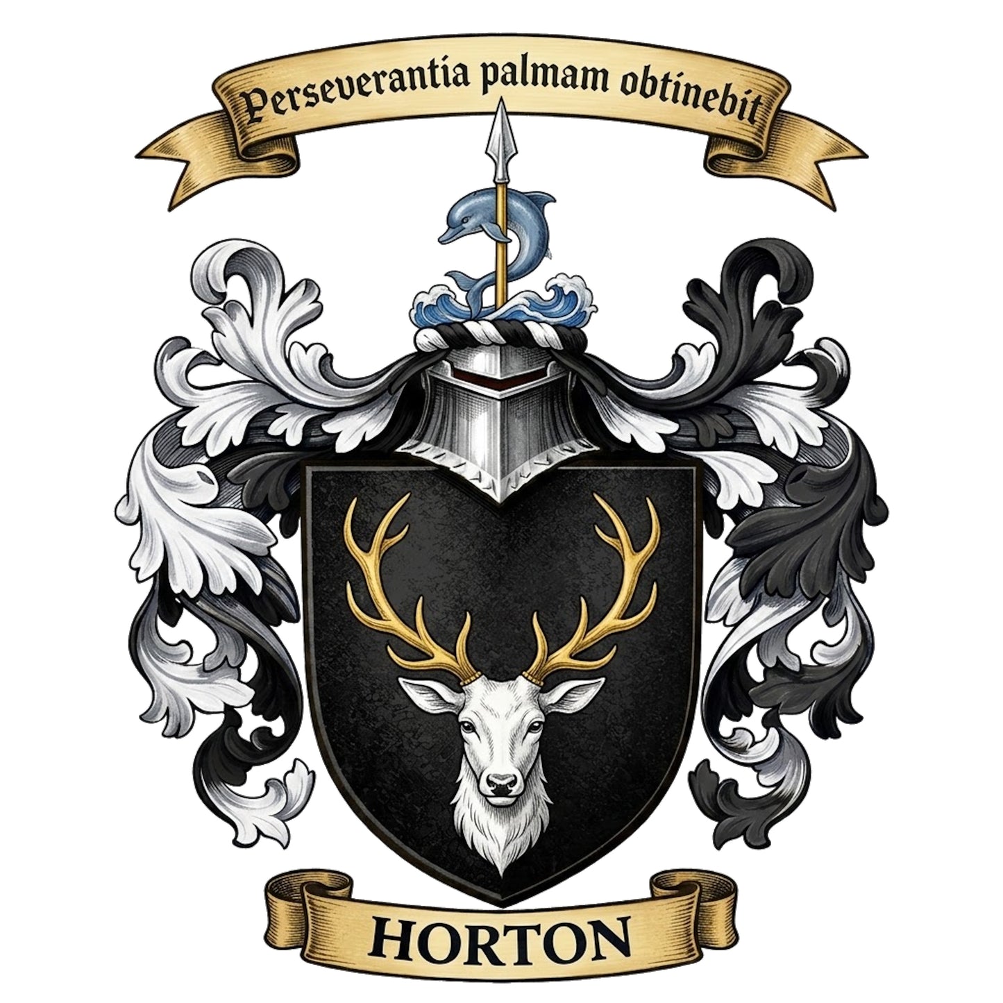 The Horton Family Coat of Arms digital download: Includes Color PNG, B&W PNG, and SVG vector files
