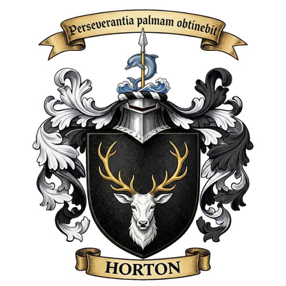 The Horton Family Coat of Arms digital download: Includes Color PNG, B&W PNG, and SVG vector files