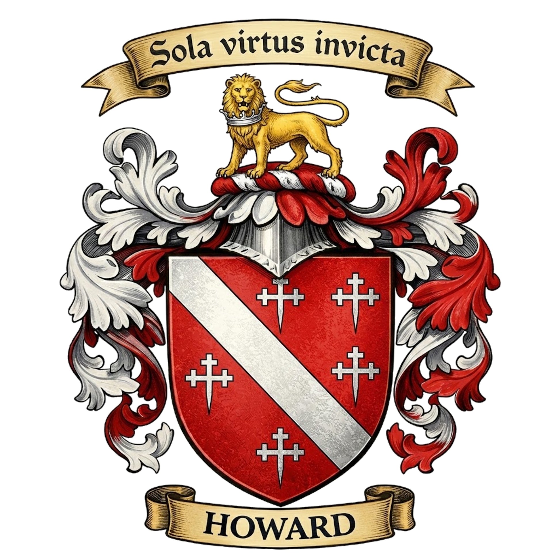 The Howard Family Coat of Arms digital download: Includes Color PNG, B&W PNG, and SVG vector files