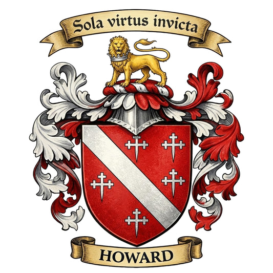 The Howard Family Coat of Arms digital download: Includes Color PNG, B&W PNG, and SVG vector files