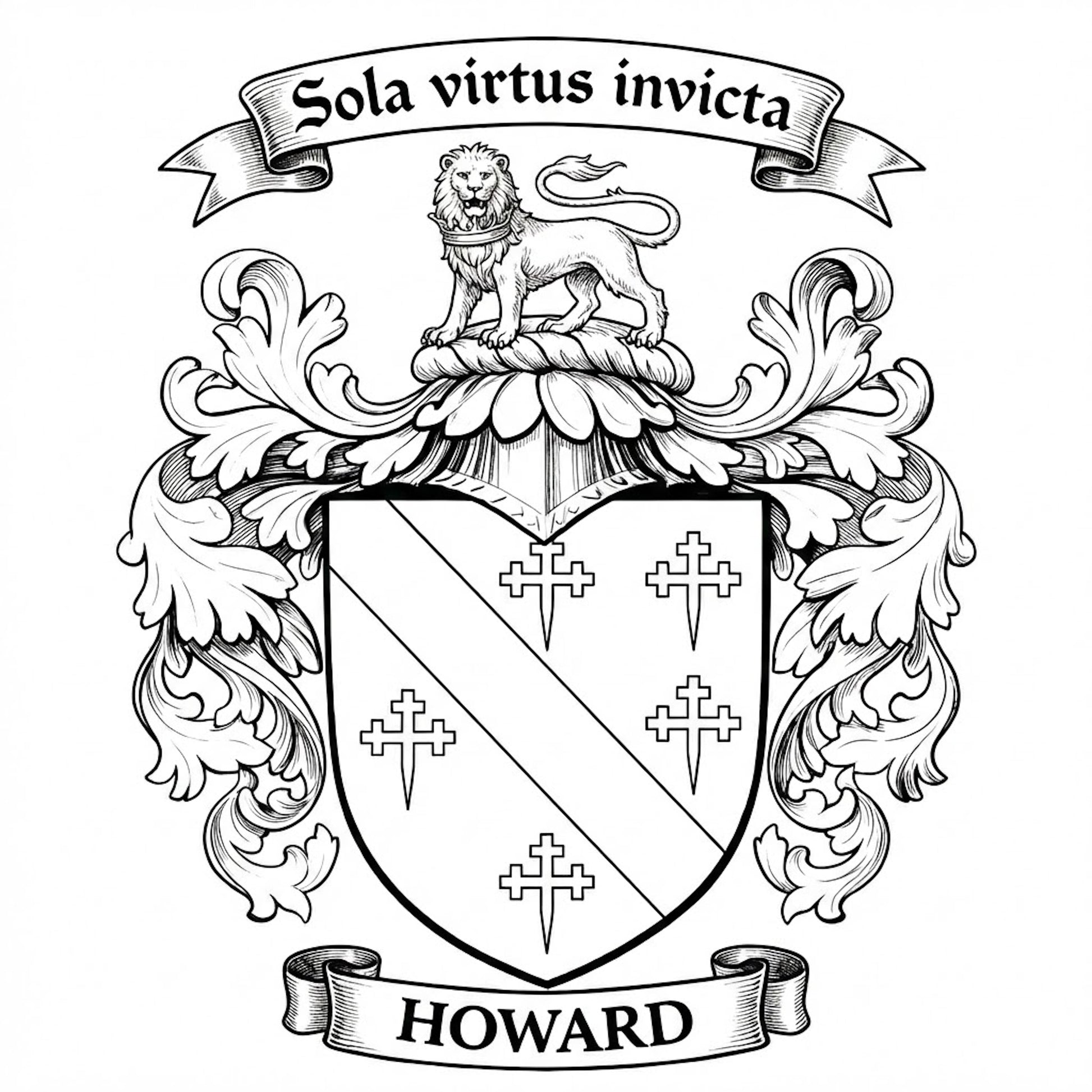 The Howard Family Coat of Arms digital download: Includes Color PNG, B&W PNG, and SVG vector files