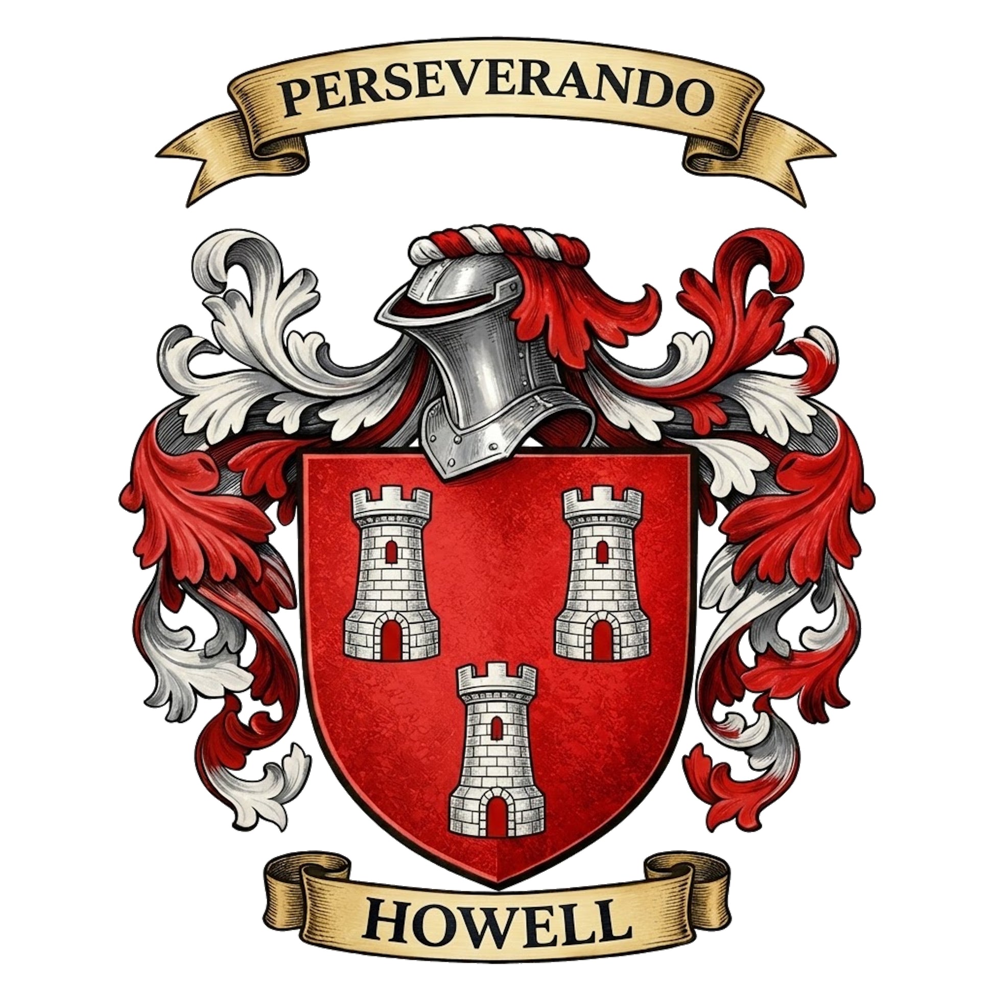 The Howell Family Coat of Arms digital download: Includes Color PNG, B&W PNG, and SVG vector files
