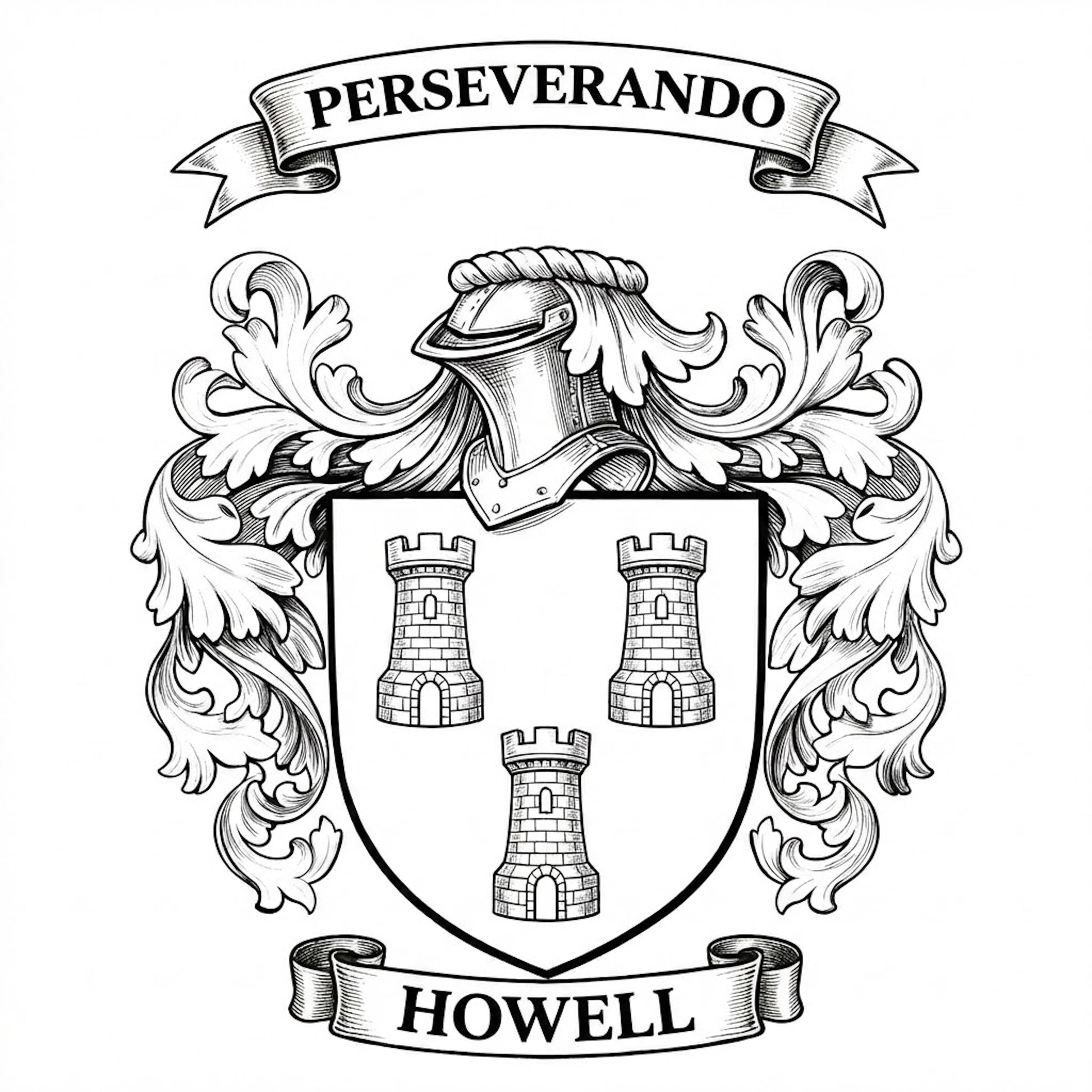 The Howell Family Coat of Arms digital download: Includes Color PNG, B&W PNG, and SVG vector files
