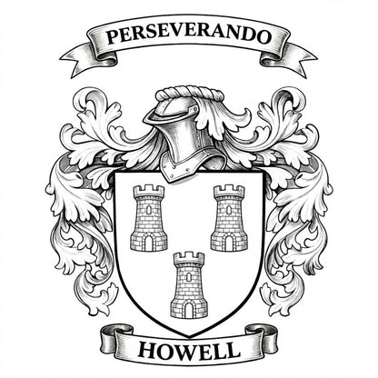 The Howell Family Coat of Arms digital download: Includes Color PNG, B&W PNG, and SVG vector files