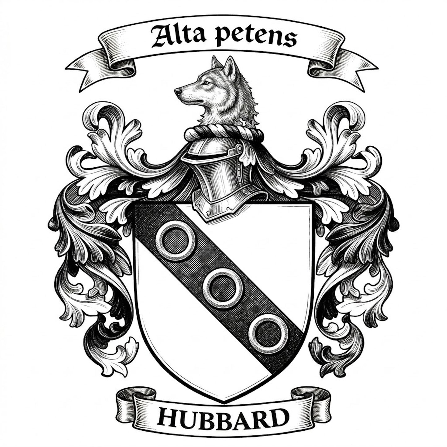 The Hubbard Family Coat of Arms digital download: Includes Color PNG, B&W PNG, and SVG vector files