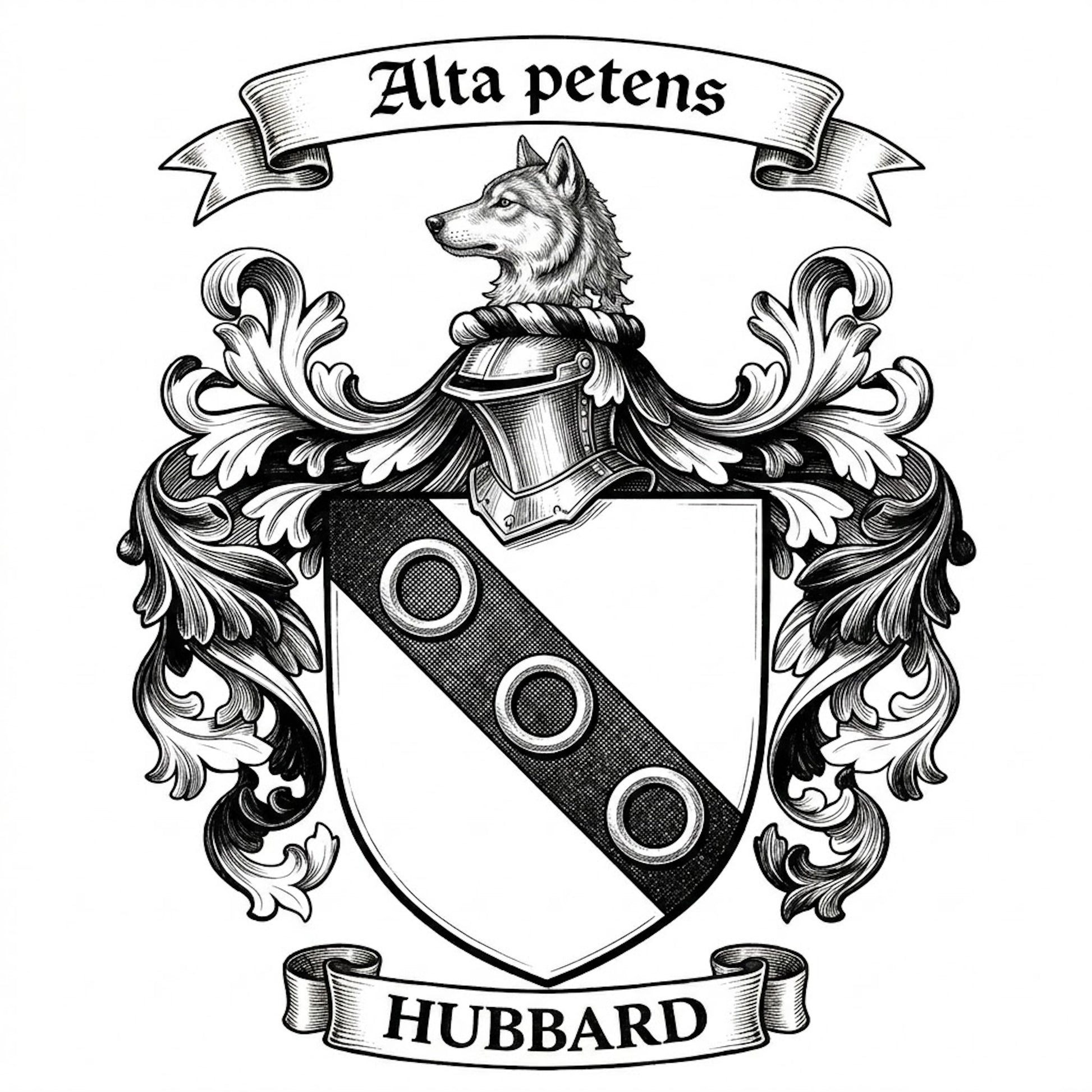 The Hubbard Family Coat of Arms digital download: Includes Color PNG, B&W PNG, and SVG vector files