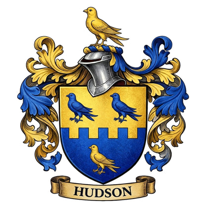The Hudson Family Coat of Arms digital download: Includes Color PNG, B&W PNG, and SVG vector files