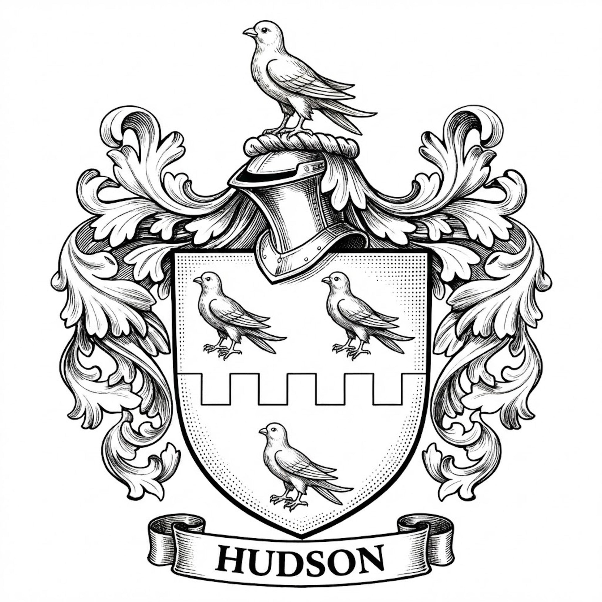 The Hudson Family Coat of Arms digital download: Includes Color PNG, B&W PNG, and SVG vector files