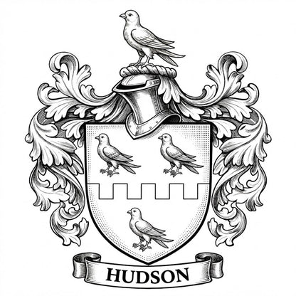 The Hudson Family Coat of Arms digital download: Includes Color PNG, B&W PNG, and SVG vector files