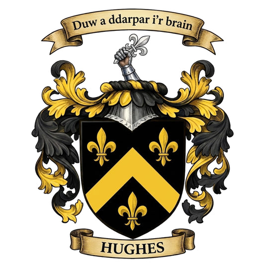 The Hughes Family Coat of Arms digital download: Includes Color PNG, B&W PNG, and SVG vector files