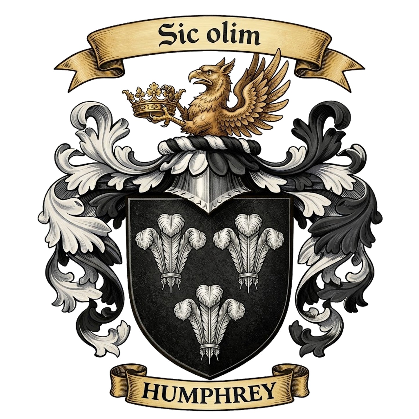 The Humphrey Family Coat of Arms digital download: Includes Color PNG, B&W PNG, and SVG vector files