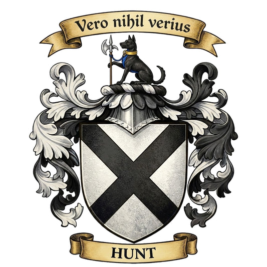 The Hunt Family Coat of Arms digital download: Includes Color PNG, B&W PNG, and SVG vector files