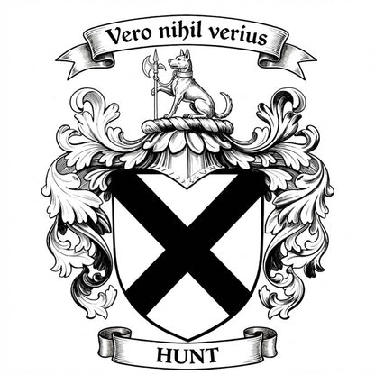 The Hunt Family Coat of Arms digital download: Includes Color PNG, B&W PNG, and SVG vector files