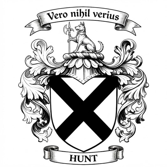 The Hunt Family Coat of Arms digital download: Includes Color PNG, B&W PNG, and SVG vector files