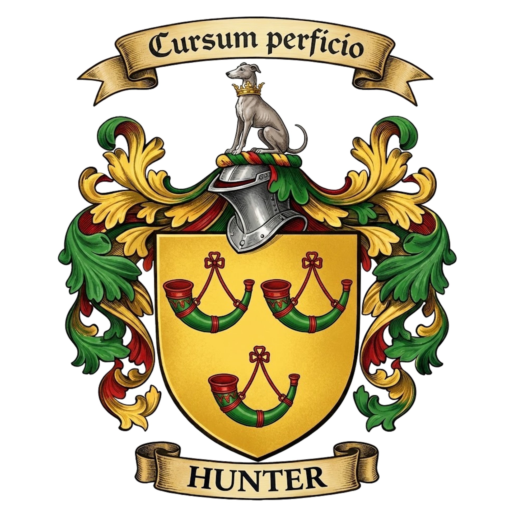 The Hunter Family Coat of Arms digital download: Includes Color PNG, B&W PNG, and SVG vector files