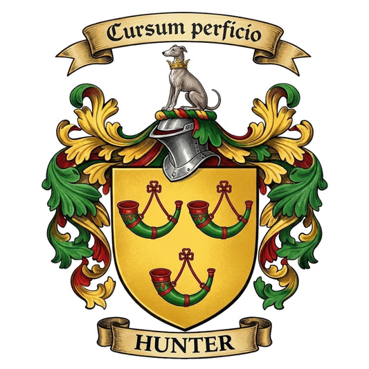 The Hunter Family Coat of Arms digital download: Includes Color PNG, B&W PNG, and SVG vector files