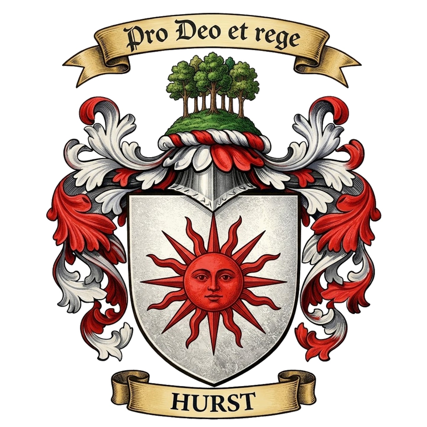 The Hurst Family Coat of Arms digital download: Includes Color PNG, B&W PNG, and SVG vector files