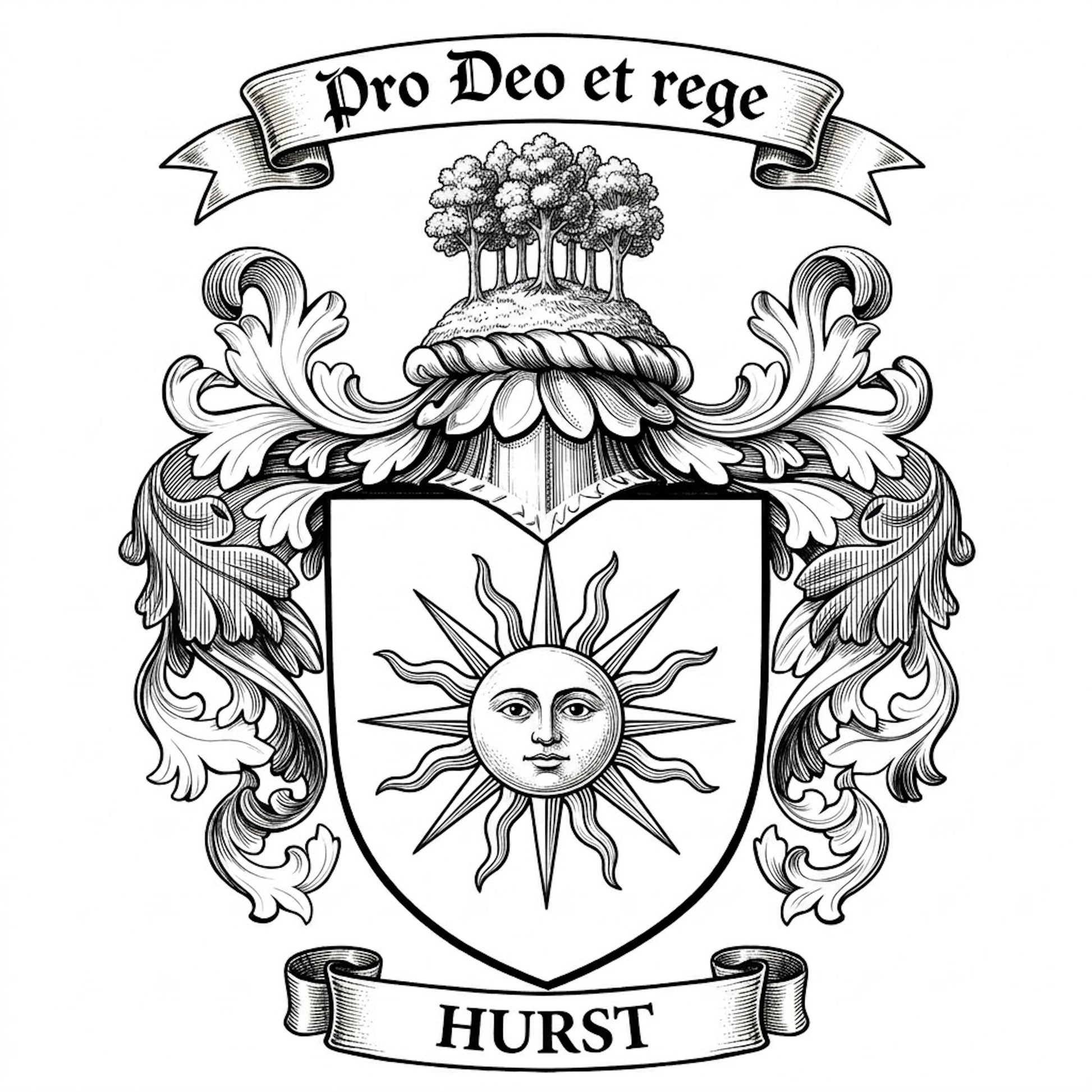 The Hurst Family Coat of Arms digital download: Includes Color PNG, B&W PNG, and SVG vector files