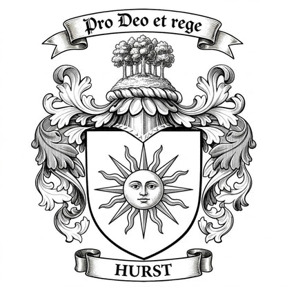 The Hurst Family Coat of Arms digital download: Includes Color PNG, B&W PNG, and SVG vector files
