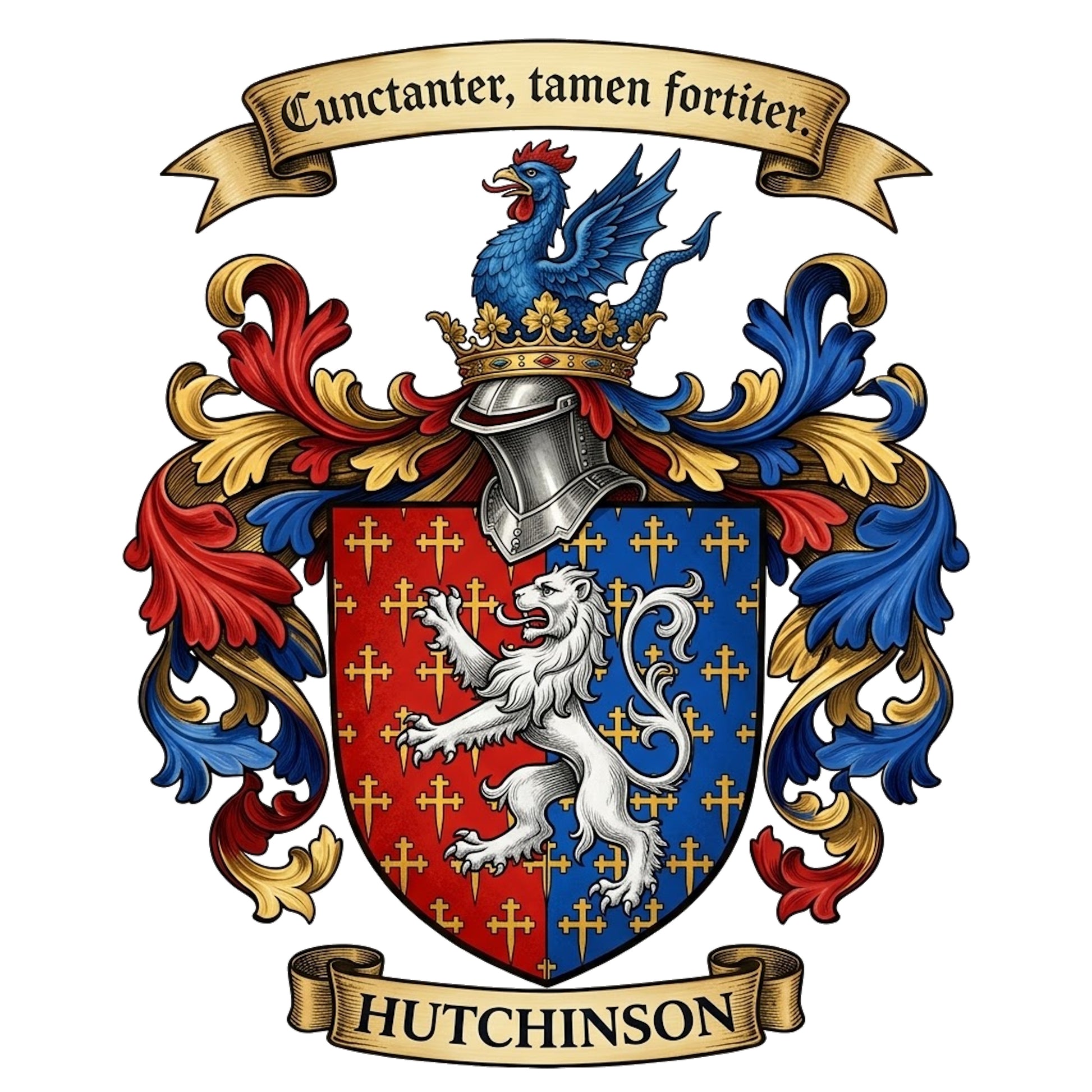 The Hutchinson Family Coat of Arms digital download: Includes Color PNG, B&W PNG, and SVG vector files