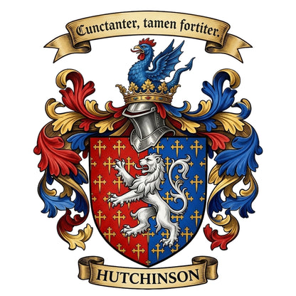 The Hutchinson Family Coat of Arms digital download: Includes Color PNG, B&W PNG, and SVG vector files