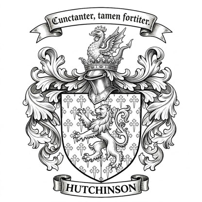The Hutchinson Family Coat of Arms digital download: Includes Color PNG, B&W PNG, and SVG vector files