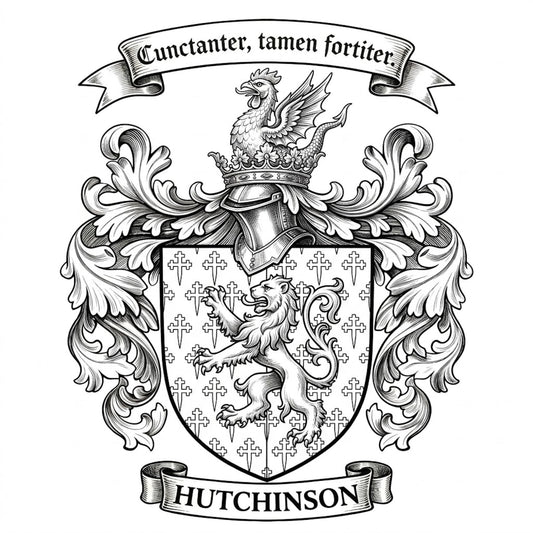 The Hutchinson Family Coat of Arms digital download: Includes Color PNG, B&W PNG, and SVG vector files