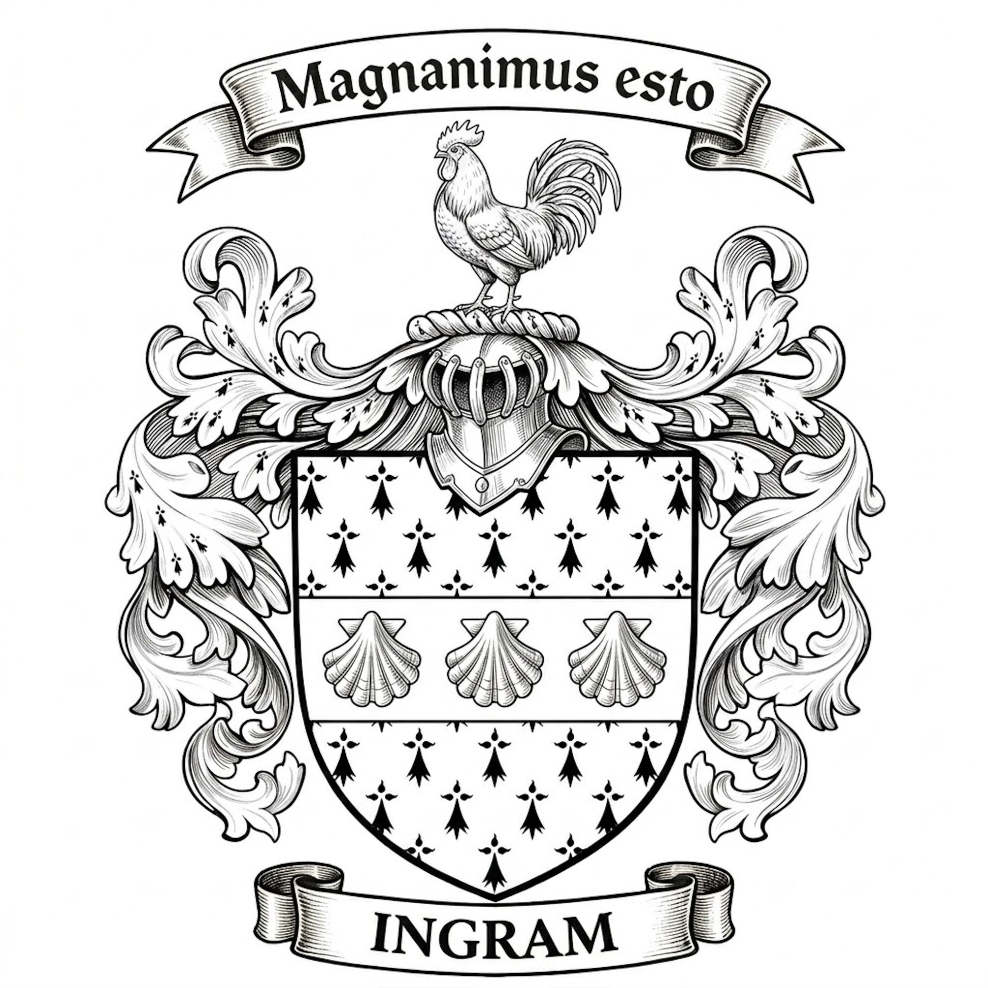 The Ingram Family Coat of Arms digital download: Includes Color PNG, B&W PNG, and SVG vector files