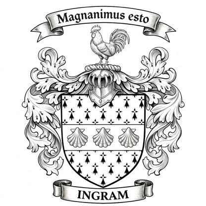 The Ingram Family Coat of Arms digital download: Includes Color PNG, B&W PNG, and SVG vector files