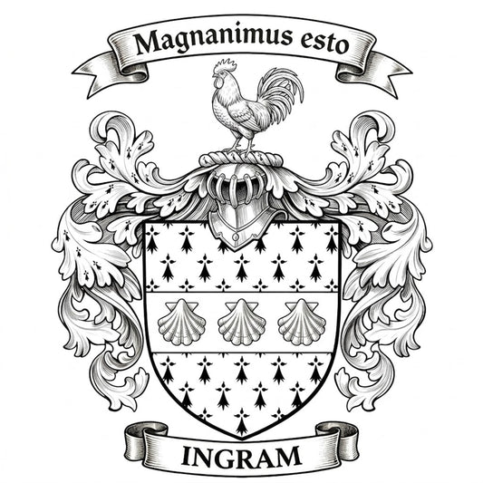 The Ingram Family Coat of Arms digital download: Includes Color PNG, B&W PNG, and SVG vector files