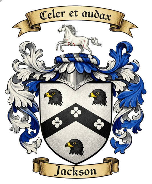 The Jackson Family Coat of Arms digital download: Includes Color PNG, B&W PNG, and SVG vector files