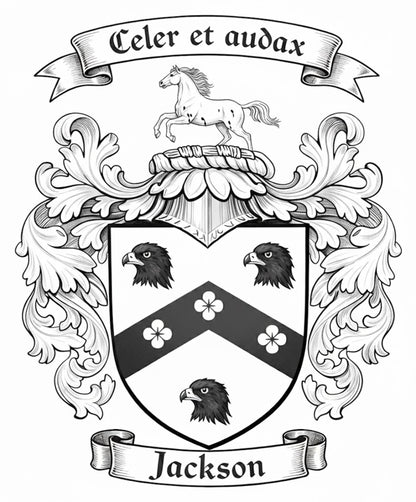 The Jackson Family Coat of Arms digital download: Includes Color PNG, B&W PNG, and SVG vector files