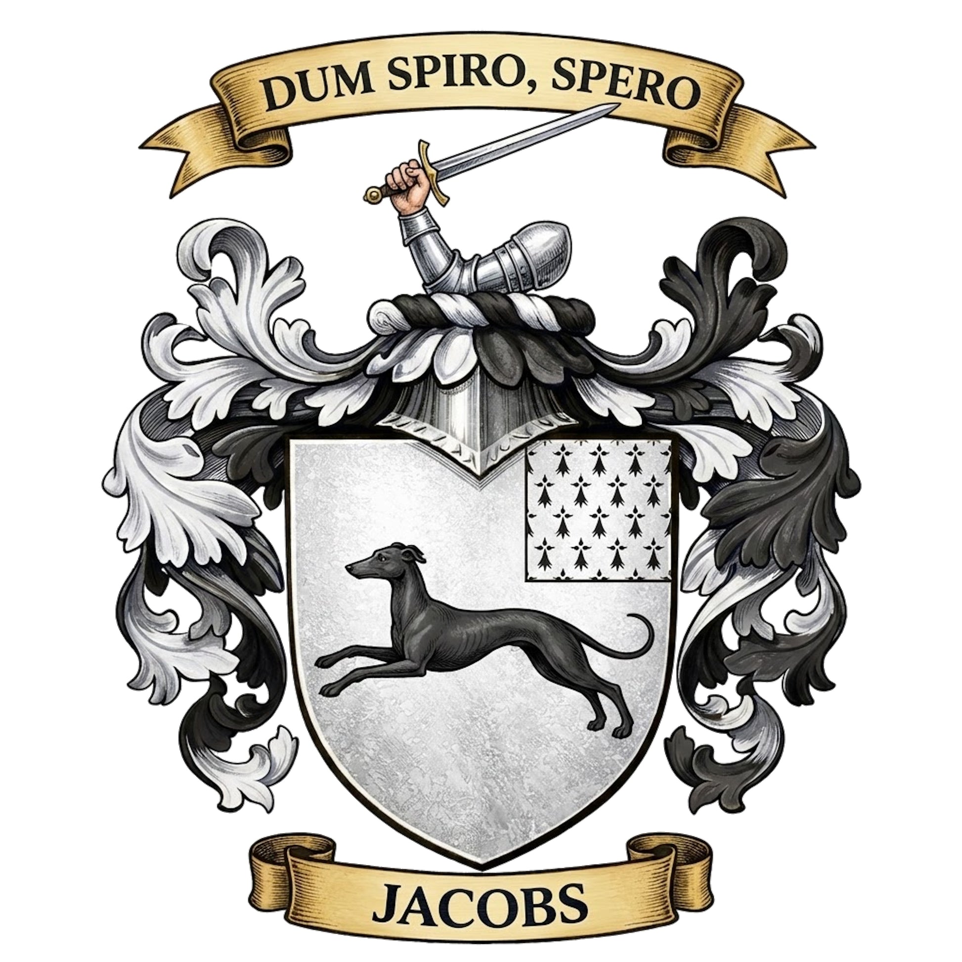 The Jacobs Family Coat of Arms digital download: Includes Color PNG, B&W PNG, and SVG vector files