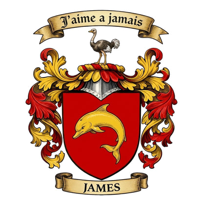 The James Family Coat of Arms digital download: Includes Color PNG, B&W PNG, and SVG vector files