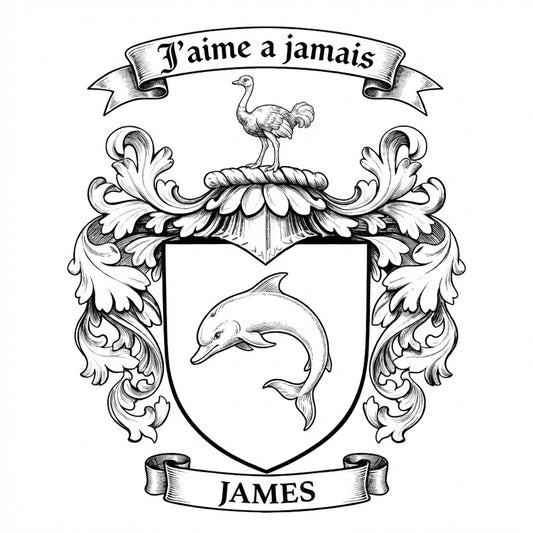 The James Family Coat of Arms digital download: Includes Color PNG, B&W PNG, and SVG vector files