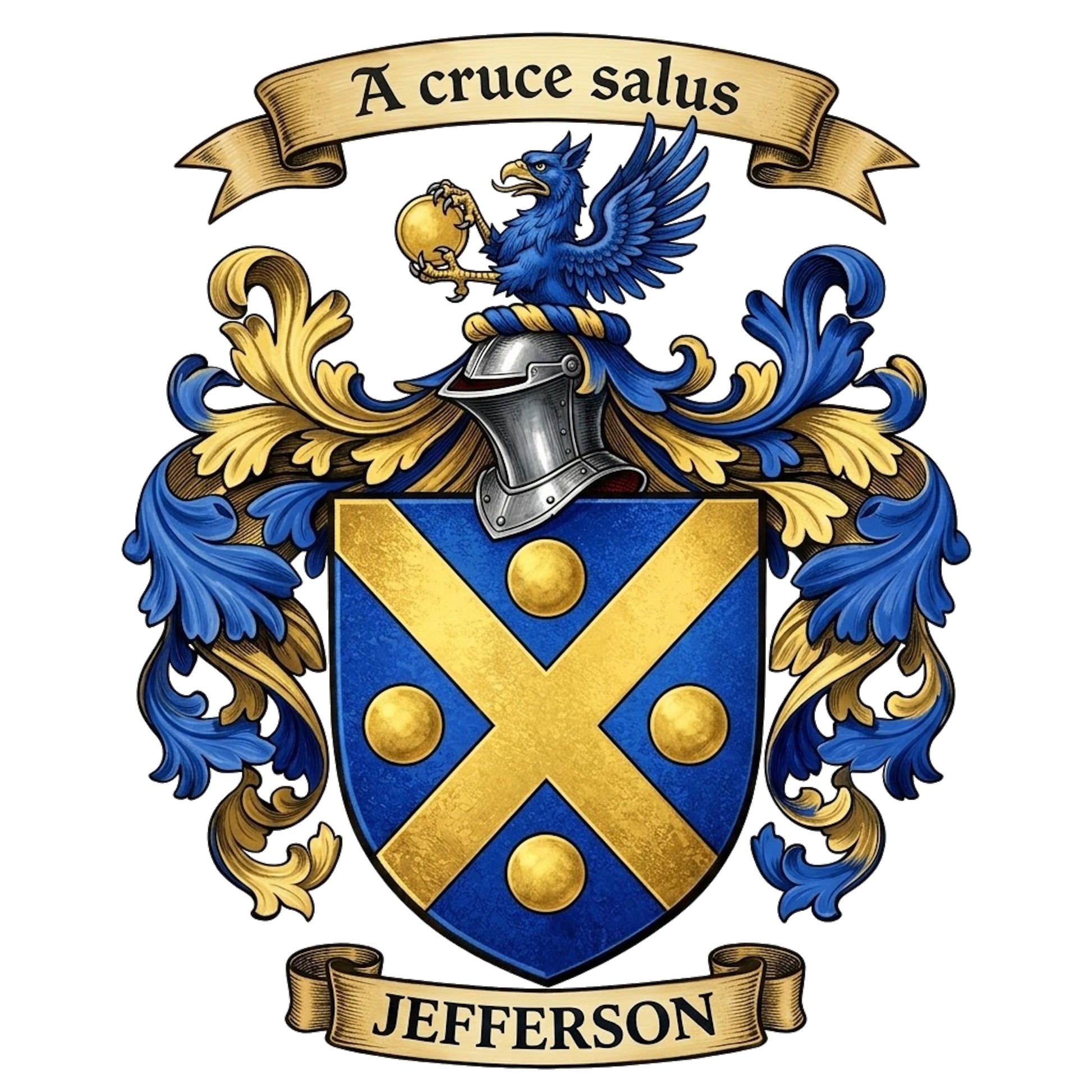 The Jefferson Family Coat of Arms digital download: Includes Color PNG, B&W PNG, and SVG vector files