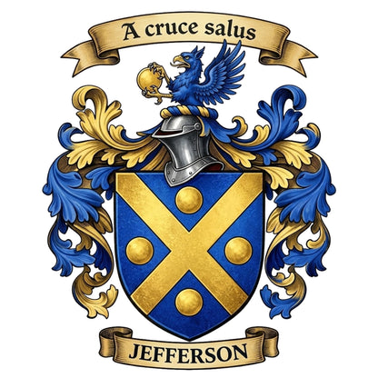 The Jefferson Family Coat of Arms digital download: Includes Color PNG, B&W PNG, and SVG vector files