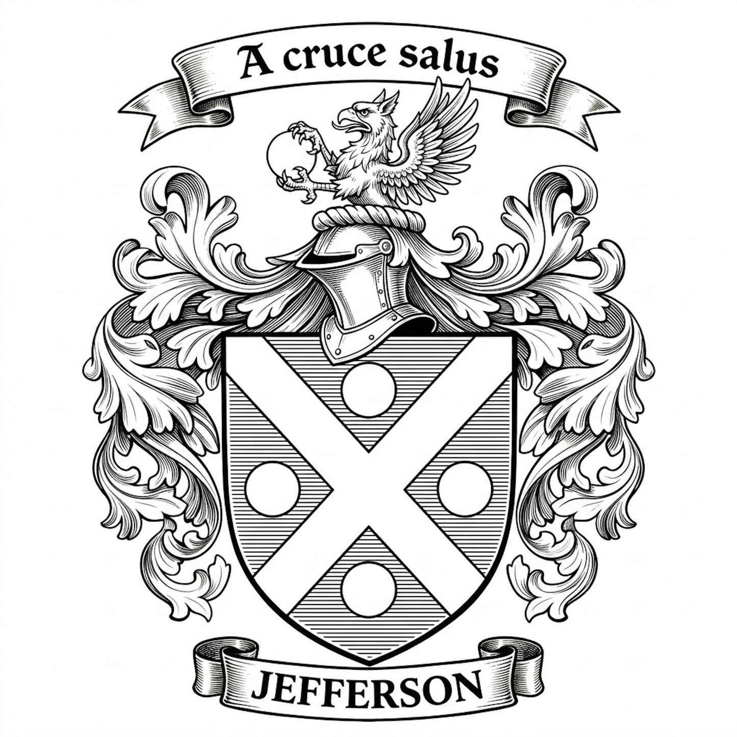 The Jefferson Family Coat of Arms digital download: Includes Color PNG, B&W PNG, and SVG vector files