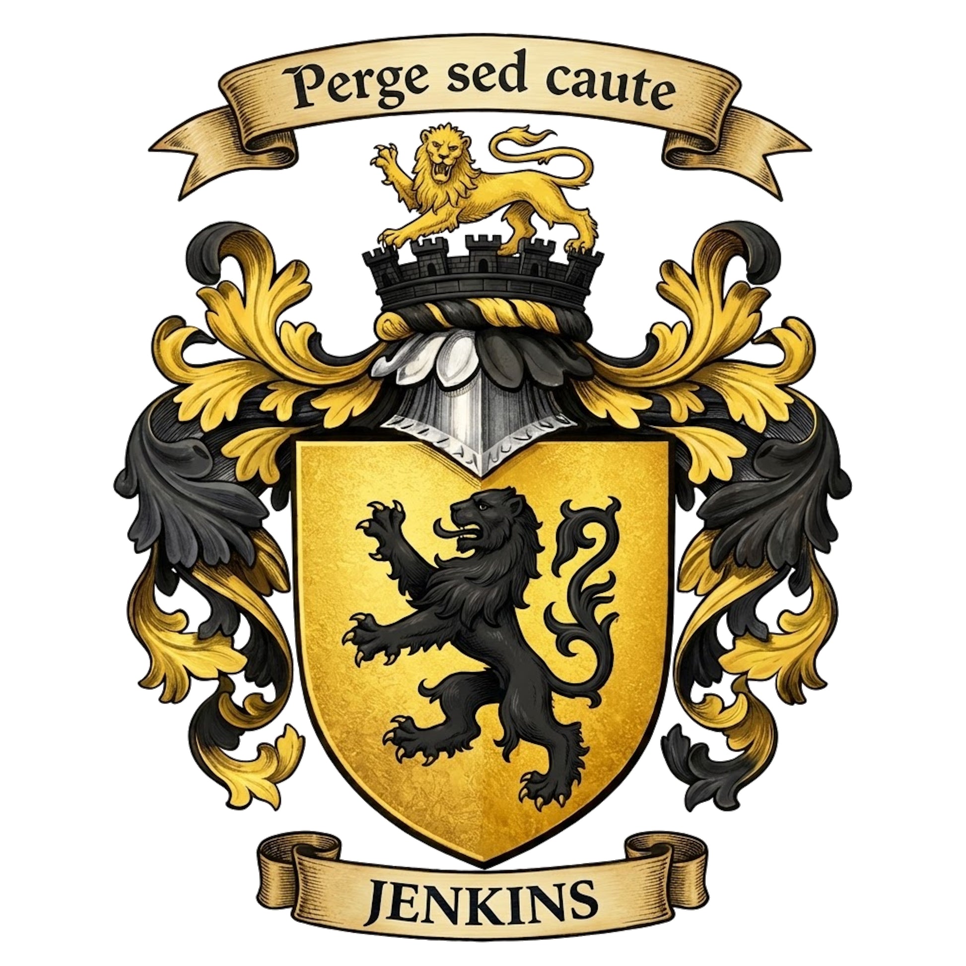 The Jenkins Family Coat of Arms digital download: Includes Color PNG, B&W PNG, and SVG vector files