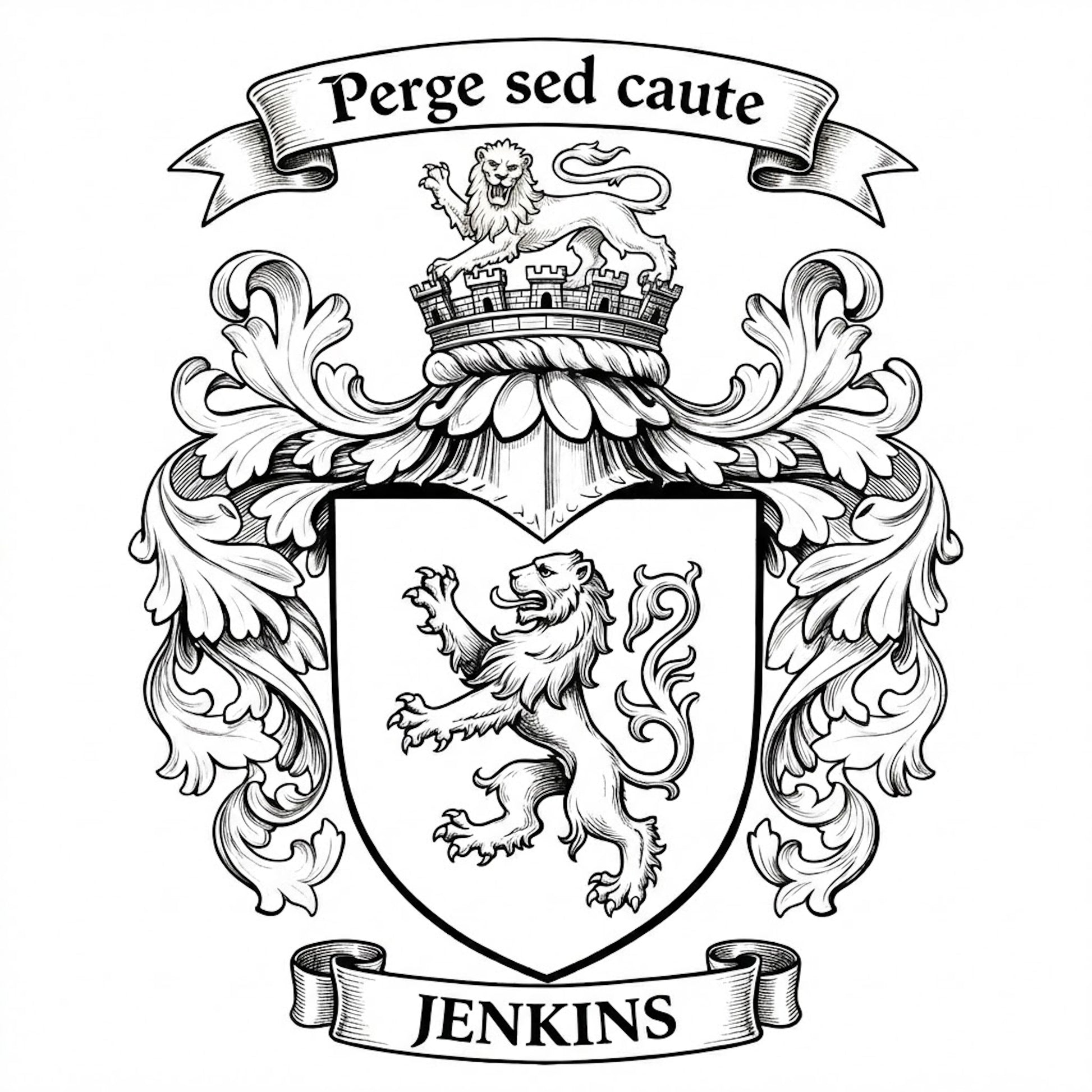 The Jenkins Family Coat of Arms digital download: Includes Color PNG, B&W PNG, and SVG vector files