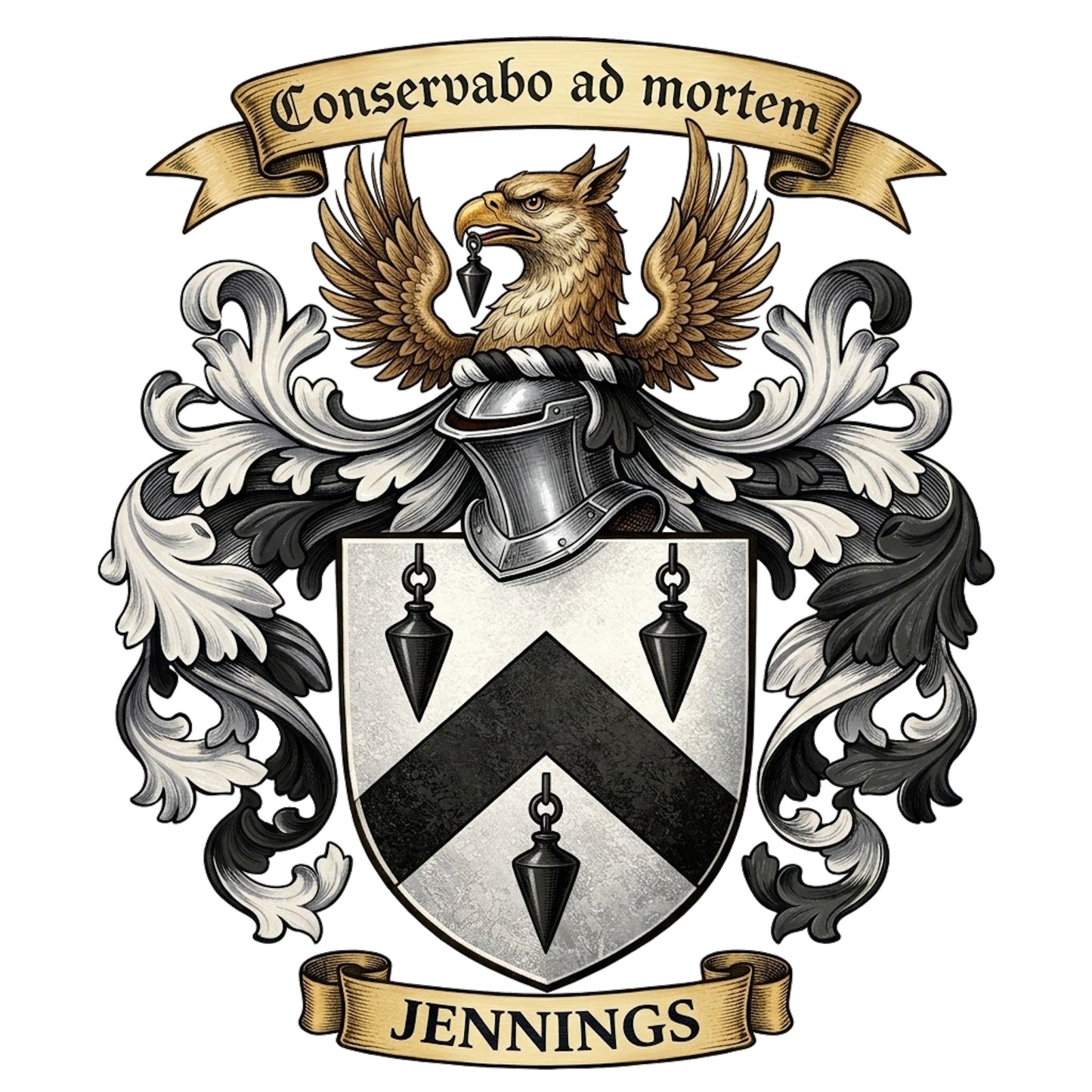 The Jennings Family Coat of Arms digital download: Includes Color PNG, B&W PNG, and SVG vector files