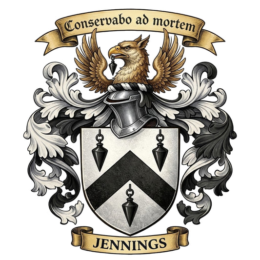 The Jennings Family Coat of Arms digital download: Includes Color PNG, B&W PNG, and SVG vector files
