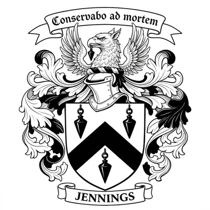 The Jennings Family Coat of Arms digital download: Includes Color PNG, B&W PNG, and SVG vector files