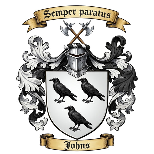 The Johns Family Coat of Arms digital download: Includes Color PNG, B&W PNG, and SVG vector files
