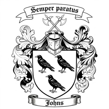 The Johns Family Coat of Arms digital download: Includes Color PNG, B&W PNG, and SVG vector files