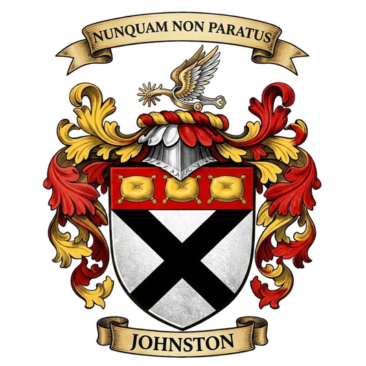The Johnston Family Coat of Arms digital download: Includes Color PNG, B&W PNG, and SVG vector files